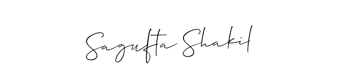 Allison_Script is a professional signature style that is perfect for those who want to add a touch of class to their signature. It is also a great choice for those who want to make their signature more unique. Get Sagufta Shakil name to fancy signature for free. Sagufta Shakil signature style 2 images and pictures png