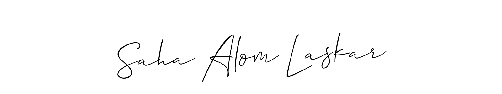 Make a beautiful signature design for name Saha Alom Laskar. With this signature (Allison_Script) style, you can create a handwritten signature for free. Saha Alom Laskar signature style 2 images and pictures png