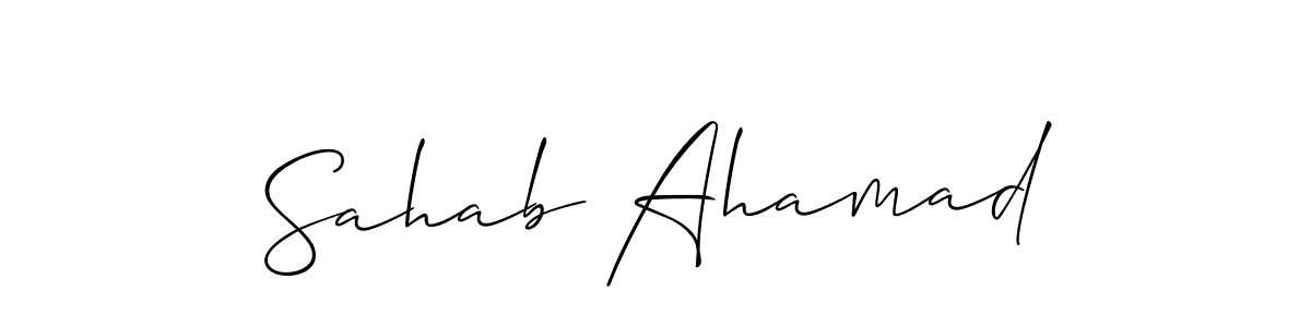 How to make Sahab Ahamad name signature. Use Allison_Script style for creating short signs online. This is the latest handwritten sign. Sahab Ahamad signature style 2 images and pictures png