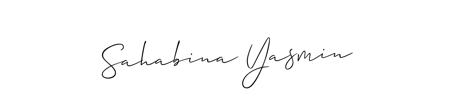 You should practise on your own different ways (Allison_Script) to write your name (Sahabina Yasmin) in signature. don't let someone else do it for you. Sahabina Yasmin signature style 2 images and pictures png