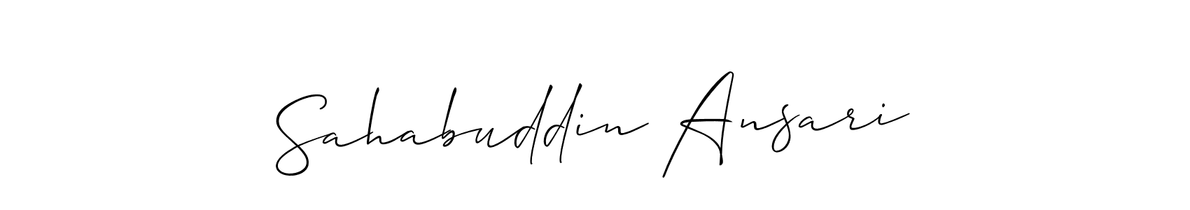 The best way (Allison_Script) to make a short signature is to pick only two or three words in your name. The name Sahabuddin Ansari include a total of six letters. For converting this name. Sahabuddin Ansari signature style 2 images and pictures png