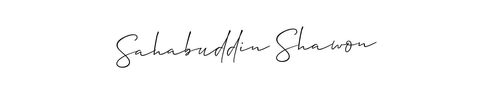 Allison_Script is a professional signature style that is perfect for those who want to add a touch of class to their signature. It is also a great choice for those who want to make their signature more unique. Get Sahabuddin Shawon name to fancy signature for free. Sahabuddin Shawon signature style 2 images and pictures png