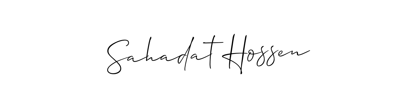 You should practise on your own different ways (Allison_Script) to write your name (Sahadat Hossen) in signature. don't let someone else do it for you. Sahadat Hossen signature style 2 images and pictures png