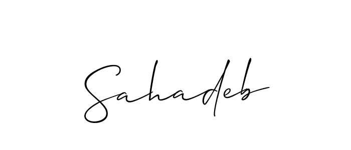 It looks lik you need a new signature style for name Sahadeb. Design unique handwritten (Allison_Script) signature with our free signature maker in just a few clicks. Sahadeb signature style 2 images and pictures png