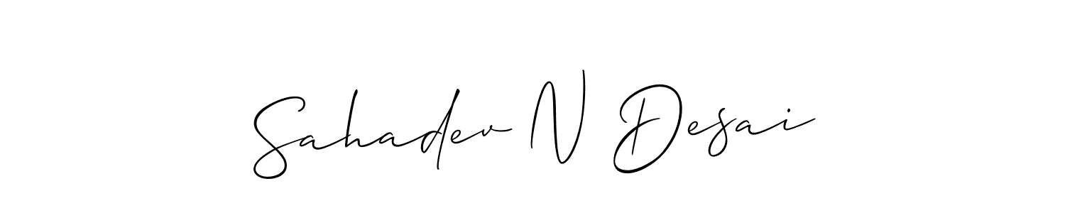 This is the best signature style for the Sahadev N Desai name. Also you like these signature font (Allison_Script). Mix name signature. Sahadev N Desai signature style 2 images and pictures png