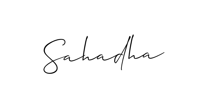 You should practise on your own different ways (Allison_Script) to write your name (Sahadha) in signature. don't let someone else do it for you. Sahadha signature style 2 images and pictures png