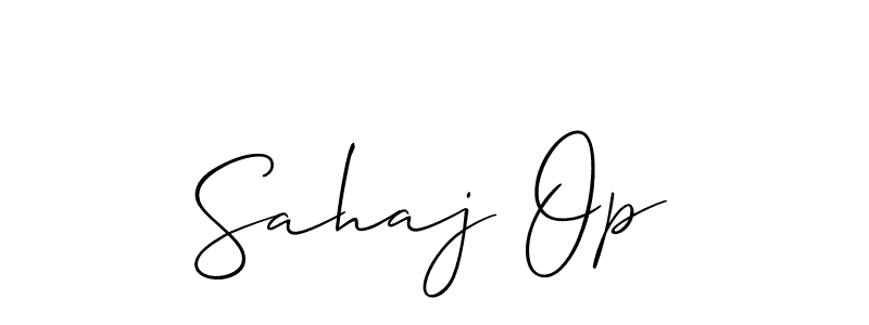 The best way (Allison_Script) to make a short signature is to pick only two or three words in your name. The name Sahaj Op include a total of six letters. For converting this name. Sahaj Op signature style 2 images and pictures png