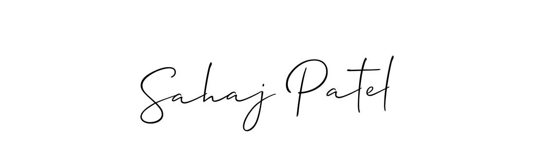 Create a beautiful signature design for name Sahaj Patel. With this signature (Allison_Script) fonts, you can make a handwritten signature for free. Sahaj Patel signature style 2 images and pictures png