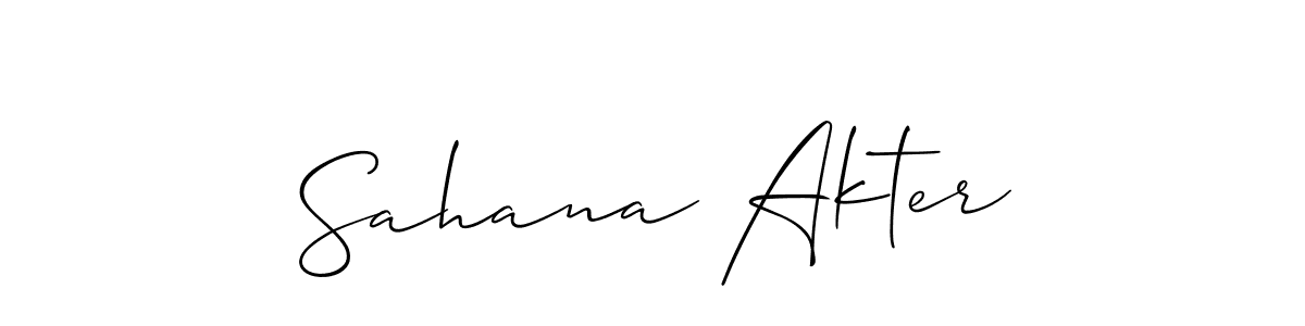 You should practise on your own different ways (Allison_Script) to write your name (Sahana Akter) in signature. don't let someone else do it for you. Sahana Akter signature style 2 images and pictures png