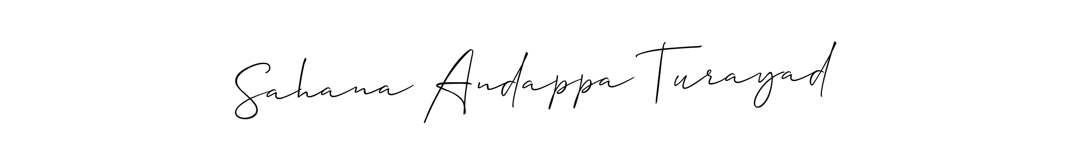 Also You can easily find your signature by using the search form. We will create Sahana Andappa Turayad name handwritten signature images for you free of cost using Allison_Script sign style. Sahana Andappa Turayad signature style 2 images and pictures png