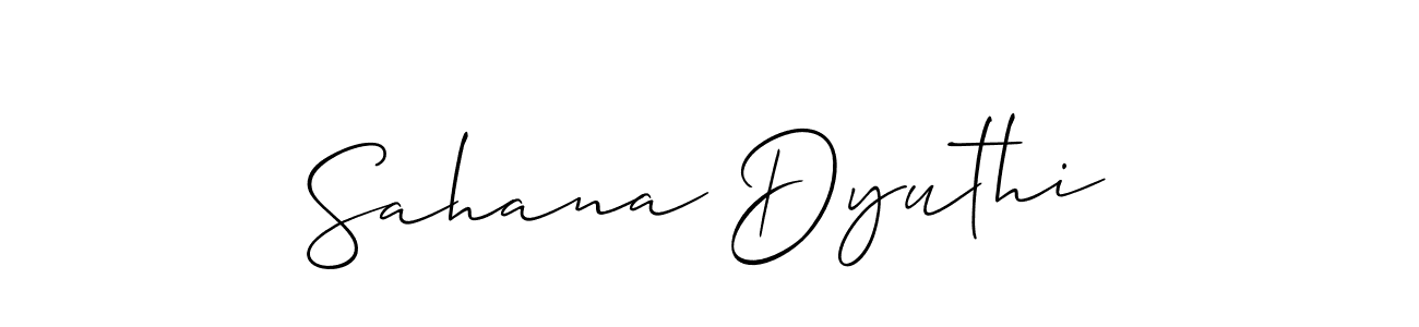 Allison_Script is a professional signature style that is perfect for those who want to add a touch of class to their signature. It is also a great choice for those who want to make their signature more unique. Get Sahana Dyuthi name to fancy signature for free. Sahana Dyuthi signature style 2 images and pictures png