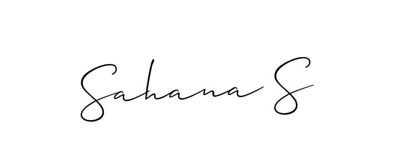 It looks lik you need a new signature style for name Sahana S. Design unique handwritten (Allison_Script) signature with our free signature maker in just a few clicks. Sahana S signature style 2 images and pictures png