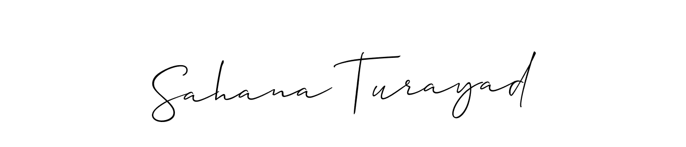 It looks lik you need a new signature style for name Sahana Turayad. Design unique handwritten (Allison_Script) signature with our free signature maker in just a few clicks. Sahana Turayad signature style 2 images and pictures png