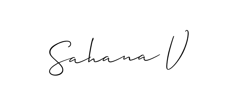 Make a beautiful signature design for name Sahana V. With this signature (Allison_Script) style, you can create a handwritten signature for free. Sahana V signature style 2 images and pictures png