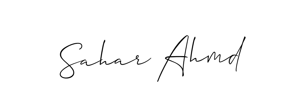 Make a short Sahar Ahmd signature style. Manage your documents anywhere anytime using Allison_Script. Create and add eSignatures, submit forms, share and send files easily. Sahar Ahmd signature style 2 images and pictures png