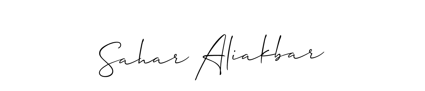 How to make Sahar Aliakbar signature? Allison_Script is a professional autograph style. Create handwritten signature for Sahar Aliakbar name. Sahar Aliakbar signature style 2 images and pictures png