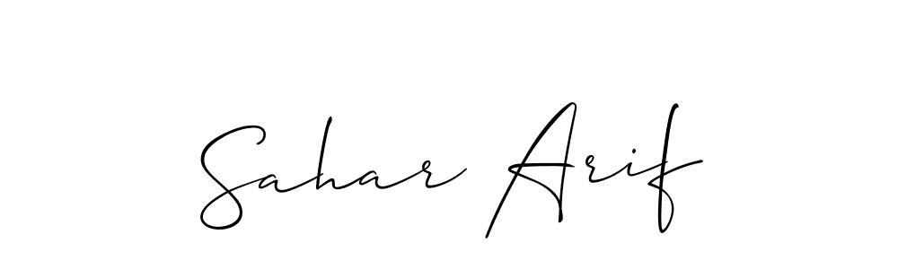 This is the best signature style for the Sahar Arif name. Also you like these signature font (Allison_Script). Mix name signature. Sahar Arif signature style 2 images and pictures png