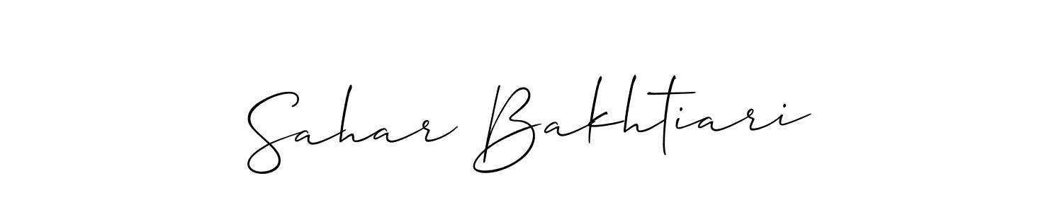 How to make Sahar Bakhtiari signature? Allison_Script is a professional autograph style. Create handwritten signature for Sahar Bakhtiari name. Sahar Bakhtiari signature style 2 images and pictures png