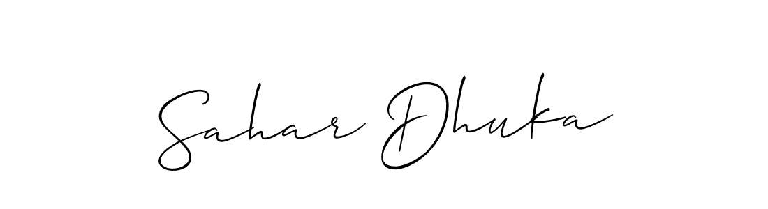 Also You can easily find your signature by using the search form. We will create Sahar Dhuka name handwritten signature images for you free of cost using Allison_Script sign style. Sahar Dhuka signature style 2 images and pictures png