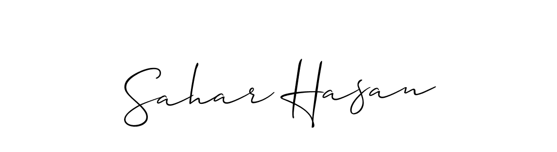 Make a beautiful signature design for name Sahar Hasan. With this signature (Allison_Script) style, you can create a handwritten signature for free. Sahar Hasan signature style 2 images and pictures png
