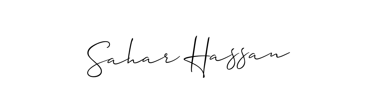 Also You can easily find your signature by using the search form. We will create Sahar Hassan name handwritten signature images for you free of cost using Allison_Script sign style. Sahar Hassan signature style 2 images and pictures png