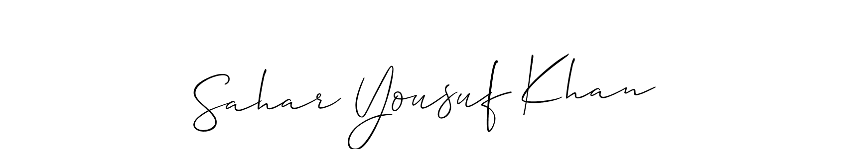 Also You can easily find your signature by using the search form. We will create Sahar Yousuf Khan name handwritten signature images for you free of cost using Allison_Script sign style. Sahar Yousuf Khan signature style 2 images and pictures png