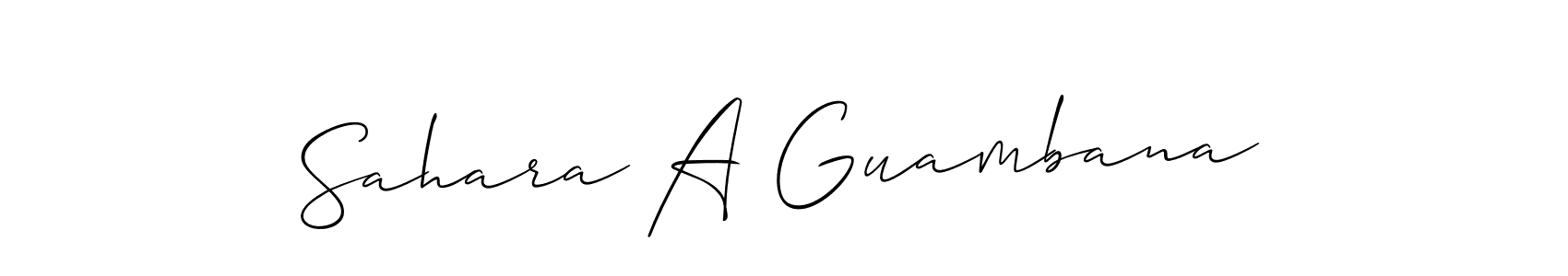 It looks lik you need a new signature style for name Sahara A Guambana. Design unique handwritten (Allison_Script) signature with our free signature maker in just a few clicks. Sahara A Guambana signature style 2 images and pictures png