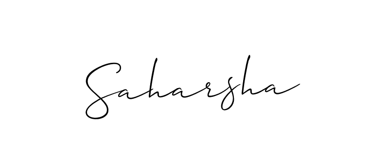 The best way (Allison_Script) to make a short signature is to pick only two or three words in your name. The name Saharsha include a total of six letters. For converting this name. Saharsha signature style 2 images and pictures png