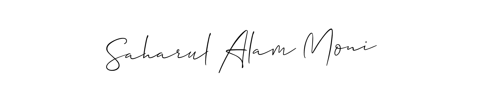 The best way (Allison_Script) to make a short signature is to pick only two or three words in your name. The name Saharul Alam Moni include a total of six letters. For converting this name. Saharul Alam Moni signature style 2 images and pictures png