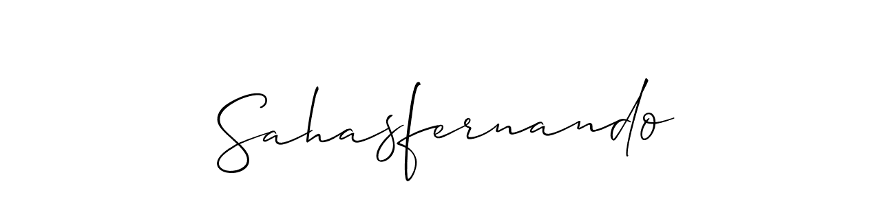 Sahasfernando stylish signature style. Best Handwritten Sign (Allison_Script) for my name. Handwritten Signature Collection Ideas for my name Sahasfernando. Sahasfernando signature style 2 images and pictures png