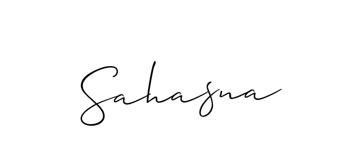 Use a signature maker to create a handwritten signature online. With this signature software, you can design (Allison_Script) your own signature for name Sahasna. Sahasna signature style 2 images and pictures png