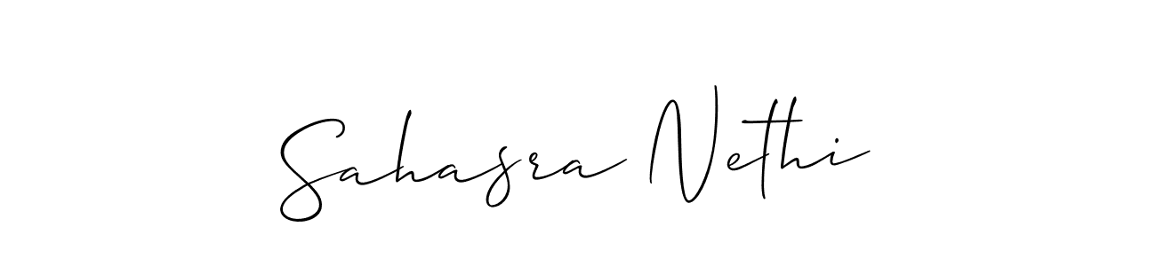 Similarly Allison_Script is the best handwritten signature design. Signature creator online .You can use it as an online autograph creator for name Sahasra Nethi. Sahasra Nethi signature style 2 images and pictures png