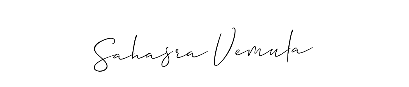 Allison_Script is a professional signature style that is perfect for those who want to add a touch of class to their signature. It is also a great choice for those who want to make their signature more unique. Get Sahasra Vemula name to fancy signature for free. Sahasra Vemula signature style 2 images and pictures png