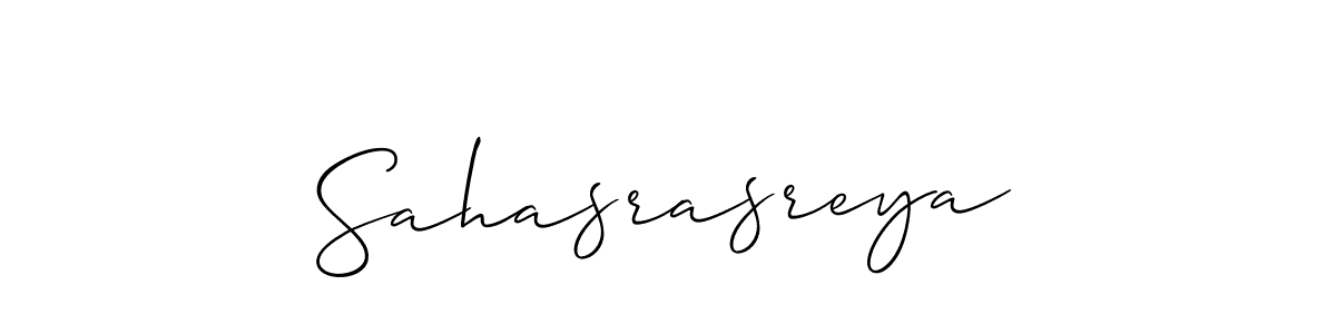 Allison_Script is a professional signature style that is perfect for those who want to add a touch of class to their signature. It is also a great choice for those who want to make their signature more unique. Get Sahasrasreya name to fancy signature for free. Sahasrasreya signature style 2 images and pictures png