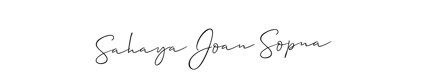 Make a beautiful signature design for name Sahaya Joan Sopna. With this signature (Allison_Script) style, you can create a handwritten signature for free. Sahaya Joan Sopna signature style 2 images and pictures png