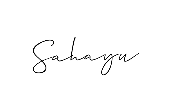 Make a beautiful signature design for name Sahayu. With this signature (Allison_Script) style, you can create a handwritten signature for free. Sahayu signature style 2 images and pictures png