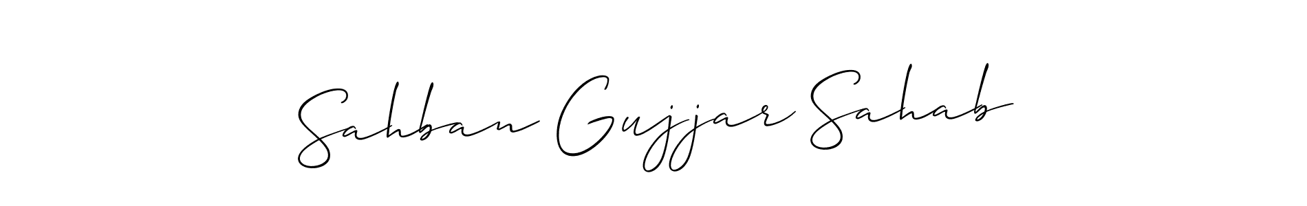 How to make Sahban Gujjar Sahab name signature. Use Allison_Script style for creating short signs online. This is the latest handwritten sign. Sahban Gujjar Sahab signature style 2 images and pictures png