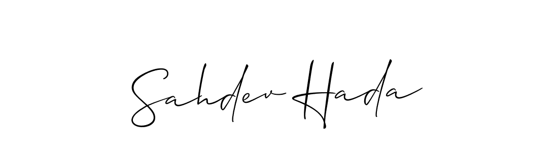 Make a beautiful signature design for name Sahdev Hada. With this signature (Allison_Script) style, you can create a handwritten signature for free. Sahdev Hada signature style 2 images and pictures png