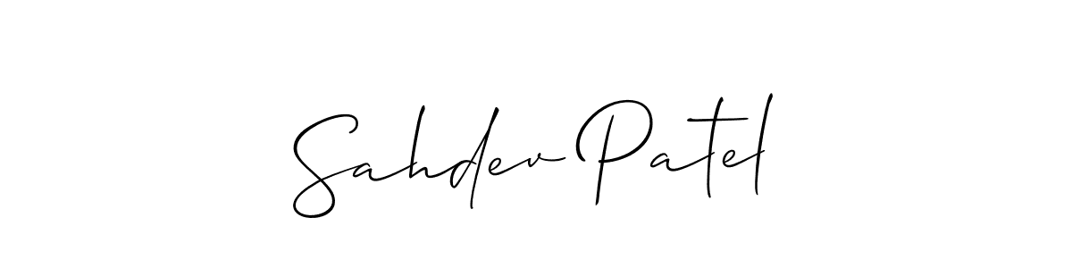 The best way (Allison_Script) to make a short signature is to pick only two or three words in your name. The name Sahdev Patel include a total of six letters. For converting this name. Sahdev Patel signature style 2 images and pictures png