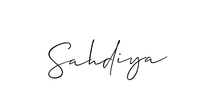 Create a beautiful signature design for name Sahdiya. With this signature (Allison_Script) fonts, you can make a handwritten signature for free. Sahdiya signature style 2 images and pictures png