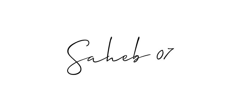 Also we have Saheb 07 name is the best signature style. Create professional handwritten signature collection using Allison_Script autograph style. Saheb 07 signature style 2 images and pictures png