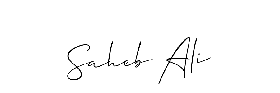 Allison_Script is a professional signature style that is perfect for those who want to add a touch of class to their signature. It is also a great choice for those who want to make their signature more unique. Get Saheb Ali name to fancy signature for free. Saheb Ali signature style 2 images and pictures png