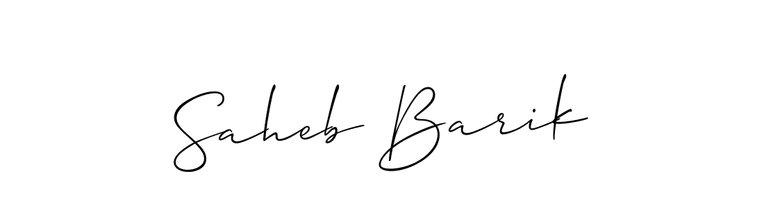 The best way (Allison_Script) to make a short signature is to pick only two or three words in your name. The name Saheb Barik include a total of six letters. For converting this name. Saheb Barik signature style 2 images and pictures png