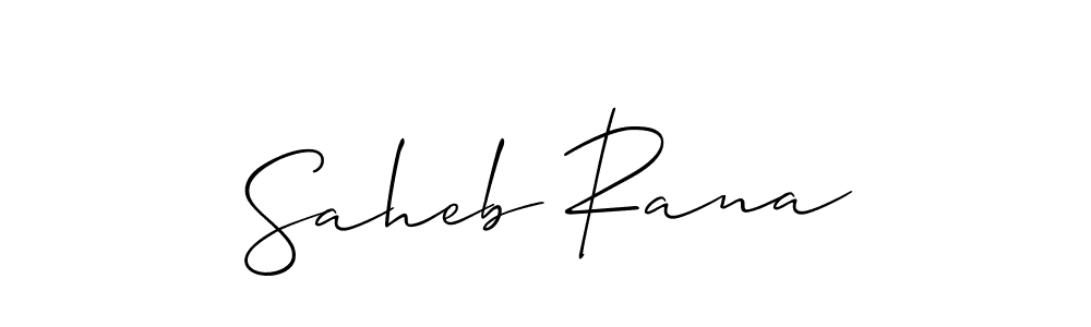The best way (Allison_Script) to make a short signature is to pick only two or three words in your name. The name Saheb Rana include a total of six letters. For converting this name. Saheb Rana signature style 2 images and pictures png