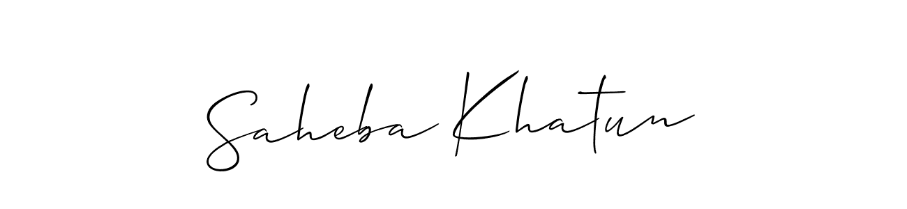 Create a beautiful signature design for name Saheba Khatun. With this signature (Allison_Script) fonts, you can make a handwritten signature for free. Saheba Khatun signature style 2 images and pictures png