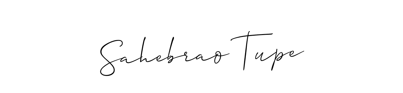 The best way (Allison_Script) to make a short signature is to pick only two or three words in your name. The name Sahebrao Tupe include a total of six letters. For converting this name. Sahebrao Tupe signature style 2 images and pictures png