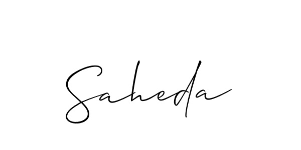 How to make Saheda signature? Allison_Script is a professional autograph style. Create handwritten signature for Saheda name. Saheda signature style 2 images and pictures png