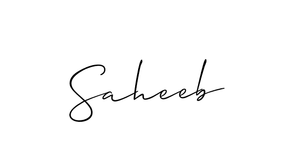 if you are searching for the best signature style for your name Saheeb. so please give up your signature search. here we have designed multiple signature styles  using Allison_Script. Saheeb signature style 2 images and pictures png