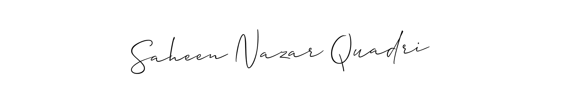 You can use this online signature creator to create a handwritten signature for the name Saheen Nazar Quadri. This is the best online autograph maker. Saheen Nazar Quadri signature style 2 images and pictures png