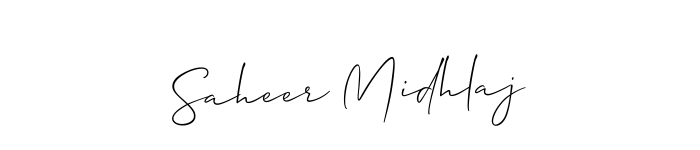 This is the best signature style for the Saheer Midhlaj name. Also you like these signature font (Allison_Script). Mix name signature. Saheer Midhlaj signature style 2 images and pictures png